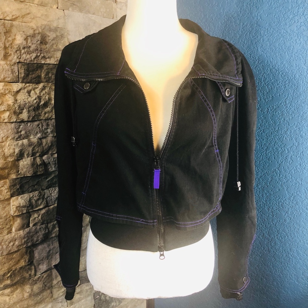 Armani Exchange Black/purple mesh sporty jacket XS